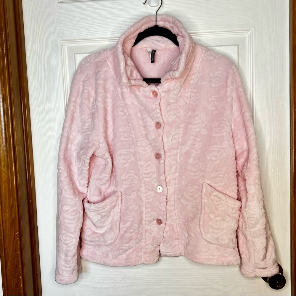 Jaclyn Intimates Plush Pink Bed Jacket Large